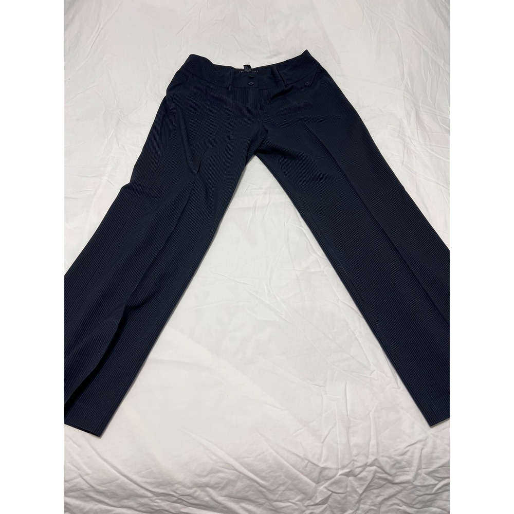 Larry Levine Stretch Navy Blue Pinstripe Straight Leg Dress Pants Womens 12